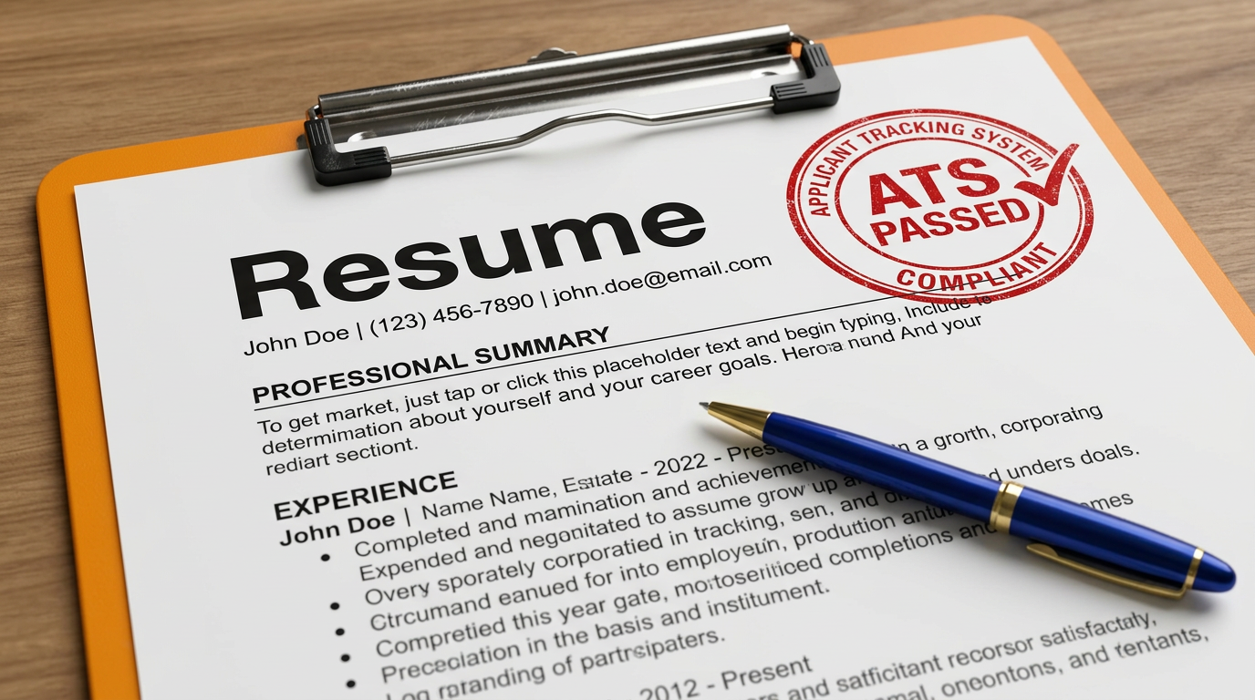 ATS resume template one column example preview